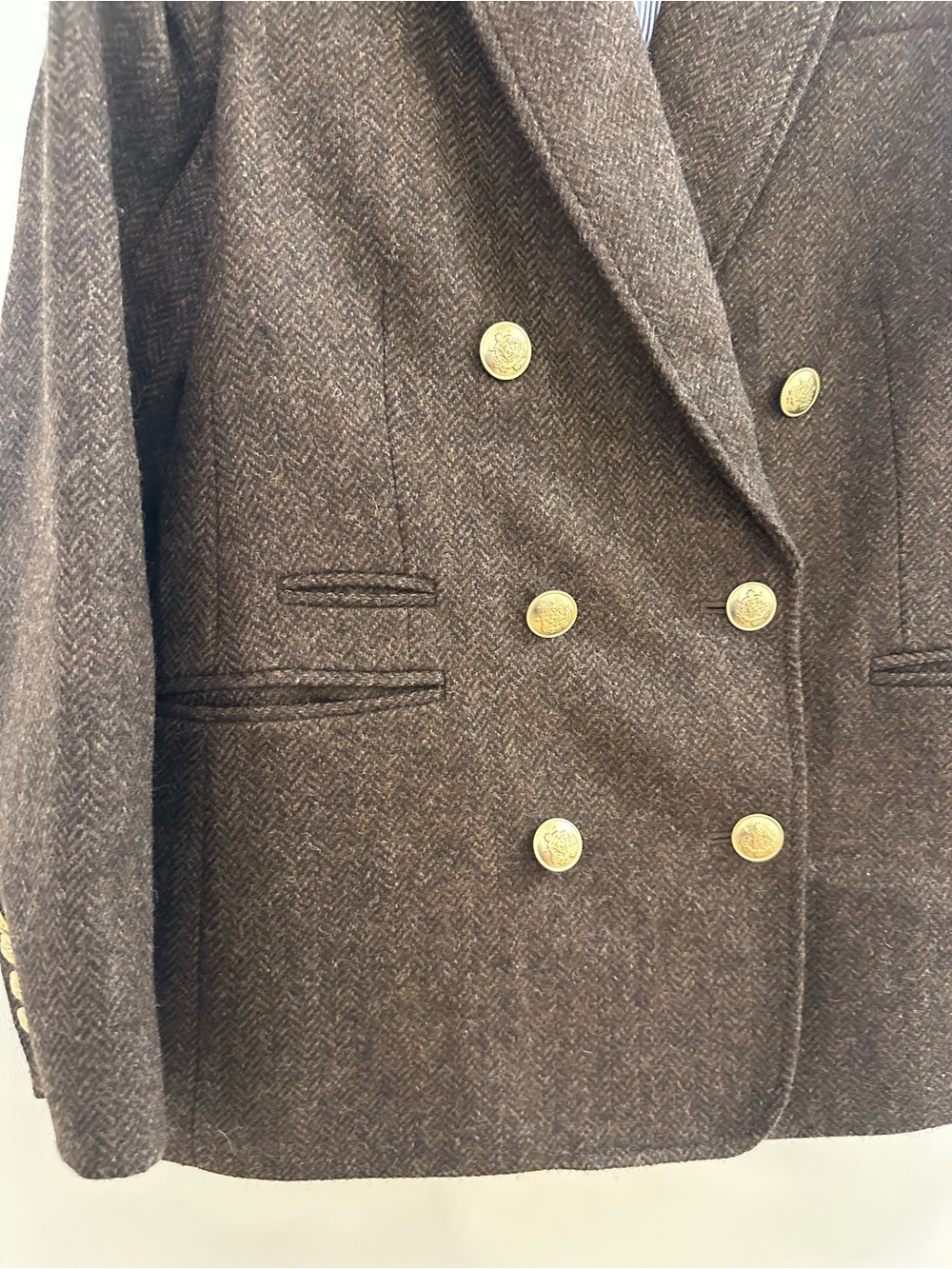 J.Crew Bristol Blazer Chocolate Umber Herringbone Wool Double-Breasted size 6 - Picture 5 of 15